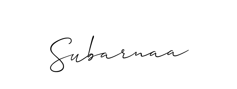 How to make Subarnaa signature? Allison_Script is a professional autograph style. Create handwritten signature for Subarnaa name. Subarnaa signature style 2 images and pictures png