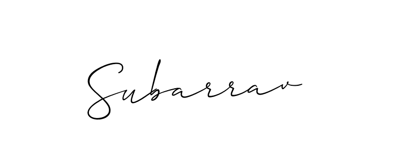 Make a beautiful signature design for name Subarrav. With this signature (Allison_Script) style, you can create a handwritten signature for free. Subarrav signature style 2 images and pictures png