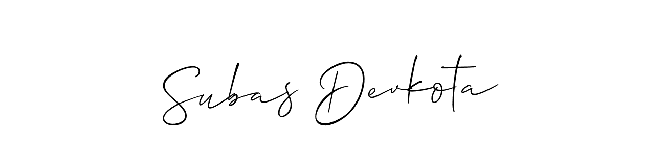 Make a short Subas Devkota signature style. Manage your documents anywhere anytime using Allison_Script. Create and add eSignatures, submit forms, share and send files easily. Subas Devkota signature style 2 images and pictures png