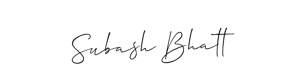 Create a beautiful signature design for name Subash Bhatt. With this signature (Allison_Script) fonts, you can make a handwritten signature for free. Subash Bhatt signature style 2 images and pictures png