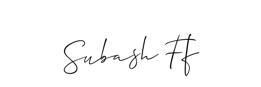 Make a beautiful signature design for name Subash Ff. With this signature (Allison_Script) style, you can create a handwritten signature for free. Subash Ff signature style 2 images and pictures png