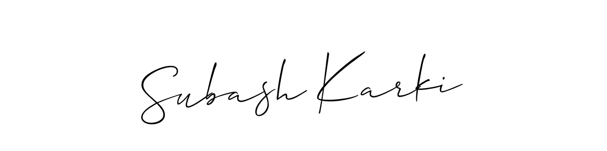 Create a beautiful signature design for name Subash Karki. With this signature (Allison_Script) fonts, you can make a handwritten signature for free. Subash Karki signature style 2 images and pictures png