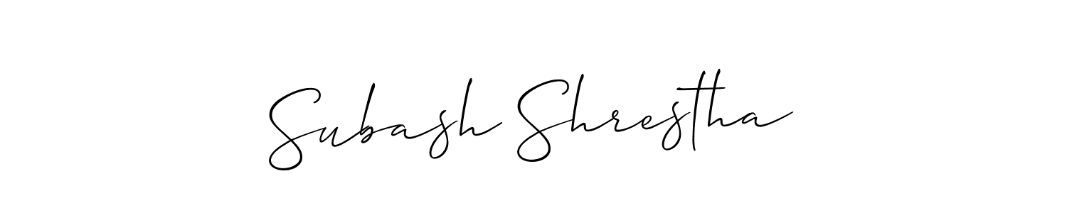 You should practise on your own different ways (Allison_Script) to write your name (Subash Shrestha) in signature. don't let someone else do it for you. Subash Shrestha signature style 2 images and pictures png