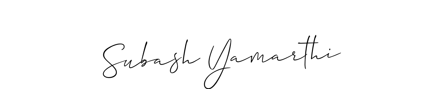 Create a beautiful signature design for name Subash Yamarthi. With this signature (Allison_Script) fonts, you can make a handwritten signature for free. Subash Yamarthi signature style 2 images and pictures png