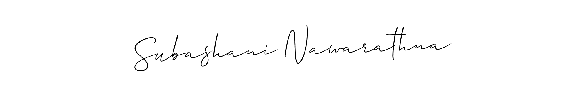 How to make Subashani Nawarathna signature? Allison_Script is a professional autograph style. Create handwritten signature for Subashani Nawarathna name. Subashani Nawarathna signature style 2 images and pictures png
