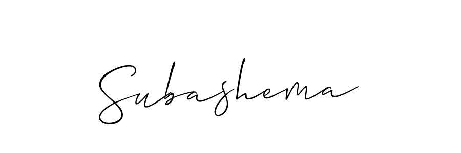 Use a signature maker to create a handwritten signature online. With this signature software, you can design (Allison_Script) your own signature for name Subashema. Subashema signature style 2 images and pictures png