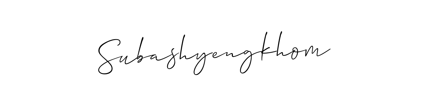 This is the best signature style for the Subashyengkhom name. Also you like these signature font (Allison_Script). Mix name signature. Subashyengkhom signature style 2 images and pictures png
