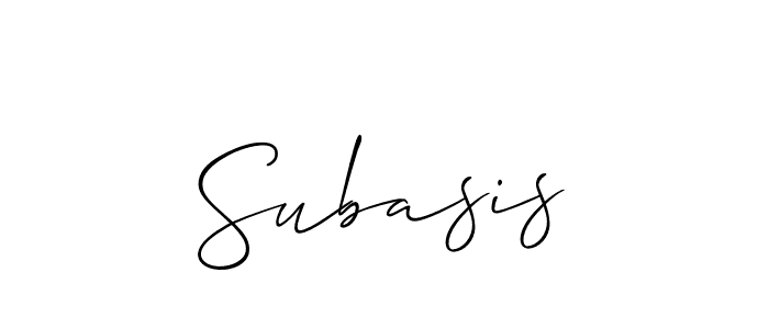 Design your own signature with our free online signature maker. With this signature software, you can create a handwritten (Allison_Script) signature for name Subasis. Subasis signature style 2 images and pictures png