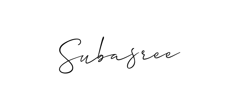 Design your own signature with our free online signature maker. With this signature software, you can create a handwritten (Allison_Script) signature for name Subasree. Subasree signature style 2 images and pictures png