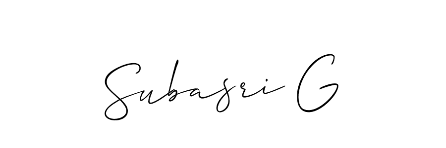 How to make Subasri G signature? Allison_Script is a professional autograph style. Create handwritten signature for Subasri G name. Subasri G signature style 2 images and pictures png