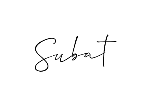 It looks lik you need a new signature style for name Subat. Design unique handwritten (Allison_Script) signature with our free signature maker in just a few clicks. Subat signature style 2 images and pictures png