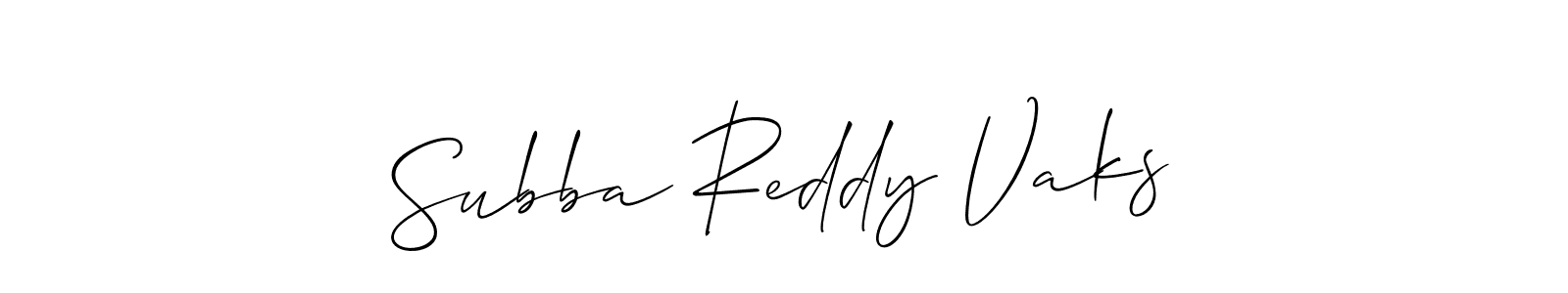 Use a signature maker to create a handwritten signature online. With this signature software, you can design (Allison_Script) your own signature for name Subba Reddy Vaks. Subba Reddy Vaks signature style 2 images and pictures png