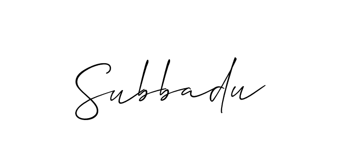 Use a signature maker to create a handwritten signature online. With this signature software, you can design (Allison_Script) your own signature for name Subbadu. Subbadu signature style 2 images and pictures png