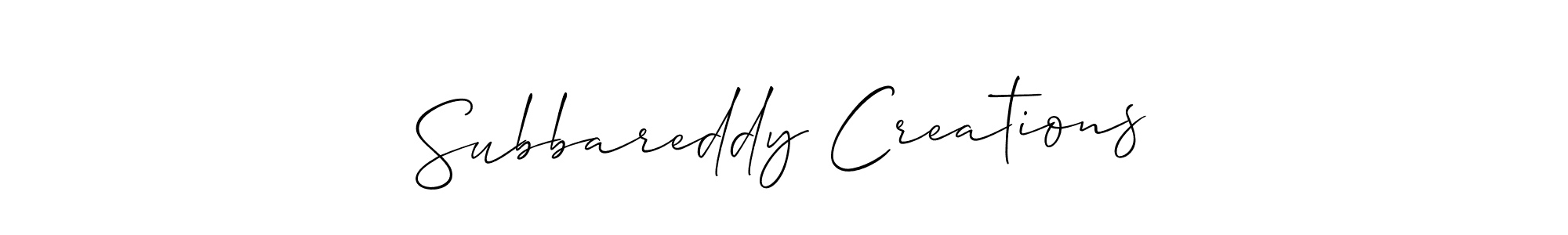 Allison_Script is a professional signature style that is perfect for those who want to add a touch of class to their signature. It is also a great choice for those who want to make their signature more unique. Get Subbareddy Creations name to fancy signature for free. Subbareddy Creations signature style 2 images and pictures png