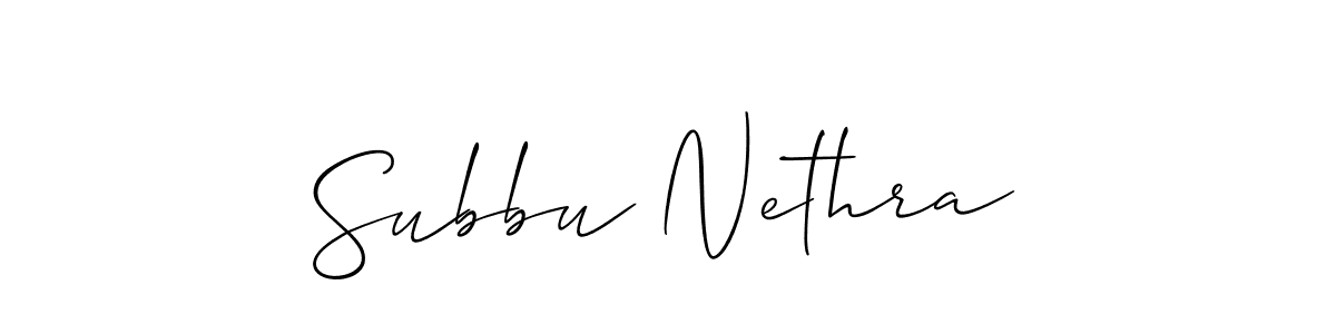 Make a beautiful signature design for name Subbu Nethra. With this signature (Allison_Script) style, you can create a handwritten signature for free. Subbu Nethra signature style 2 images and pictures png