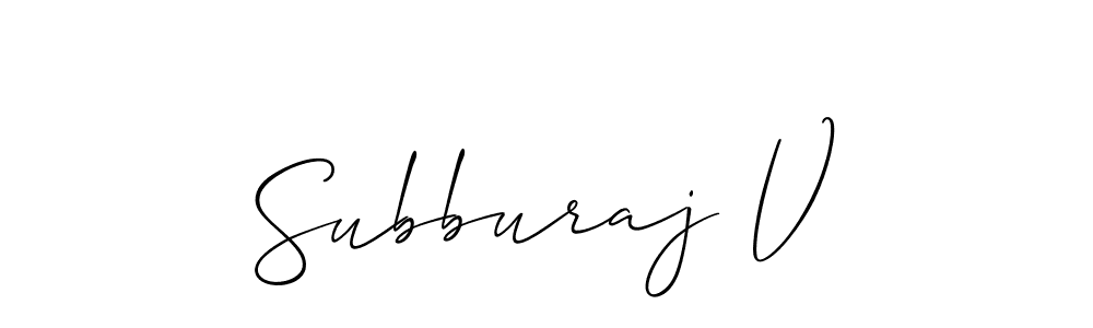 Allison_Script is a professional signature style that is perfect for those who want to add a touch of class to their signature. It is also a great choice for those who want to make their signature more unique. Get Subburaj V name to fancy signature for free. Subburaj V signature style 2 images and pictures png