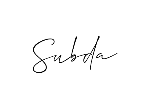 Allison_Script is a professional signature style that is perfect for those who want to add a touch of class to their signature. It is also a great choice for those who want to make their signature more unique. Get Subda name to fancy signature for free. Subda signature style 2 images and pictures png