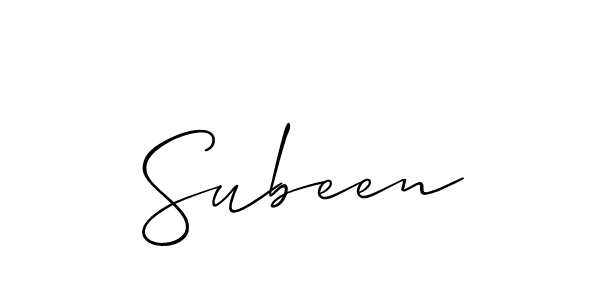 Use a signature maker to create a handwritten signature online. With this signature software, you can design (Allison_Script) your own signature for name Subeen. Subeen signature style 2 images and pictures png