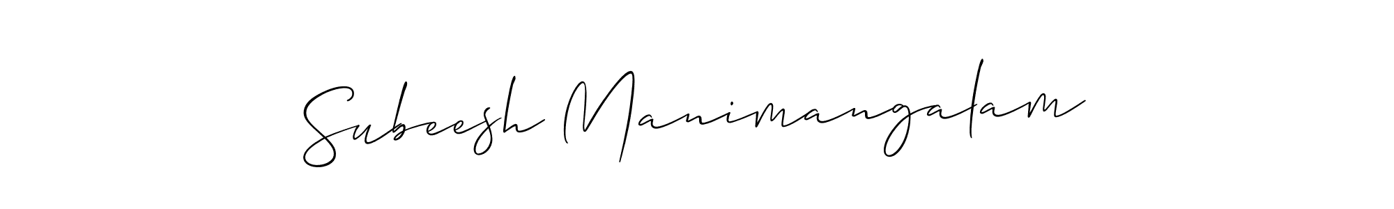 How to make Subeesh Manimangalam name signature. Use Allison_Script style for creating short signs online. This is the latest handwritten sign. Subeesh Manimangalam signature style 2 images and pictures png