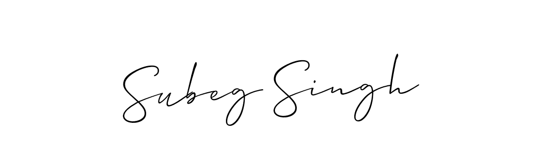 Also we have Subeg Singh name is the best signature style. Create professional handwritten signature collection using Allison_Script autograph style. Subeg Singh signature style 2 images and pictures png