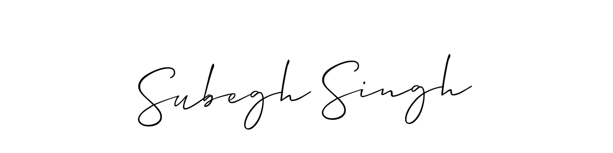 Use a signature maker to create a handwritten signature online. With this signature software, you can design (Allison_Script) your own signature for name Subegh Singh. Subegh Singh signature style 2 images and pictures png
