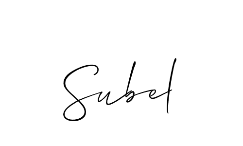 It looks lik you need a new signature style for name Subel. Design unique handwritten (Allison_Script) signature with our free signature maker in just a few clicks. Subel signature style 2 images and pictures png