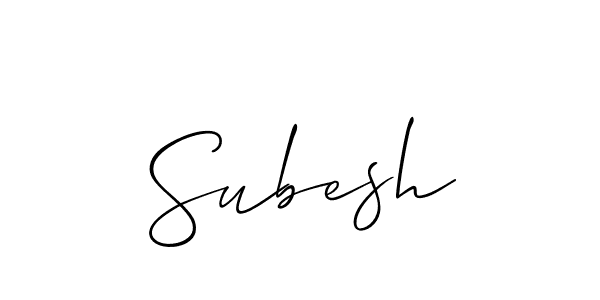 Use a signature maker to create a handwritten signature online. With this signature software, you can design (Allison_Script) your own signature for name Subesh. Subesh signature style 2 images and pictures png