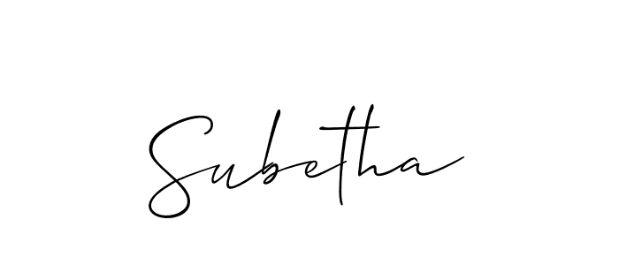 Allison_Script is a professional signature style that is perfect for those who want to add a touch of class to their signature. It is also a great choice for those who want to make their signature more unique. Get Subetha name to fancy signature for free. Subetha signature style 2 images and pictures png