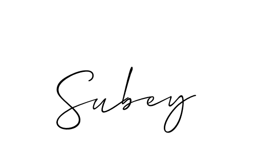 Make a beautiful signature design for name Subey. With this signature (Allison_Script) style, you can create a handwritten signature for free. Subey signature style 2 images and pictures png