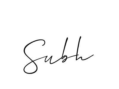 Create a beautiful signature design for name Subh. With this signature (Allison_Script) fonts, you can make a handwritten signature for free. Subh signature style 2 images and pictures png