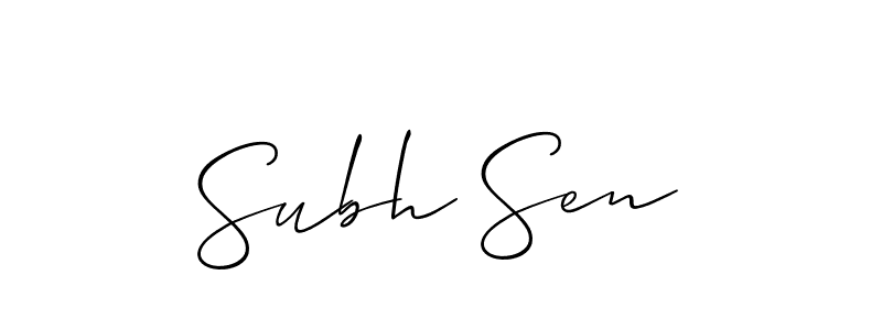 The best way (Allison_Script) to make a short signature is to pick only two or three words in your name. The name Subh Sen include a total of six letters. For converting this name. Subh Sen signature style 2 images and pictures png