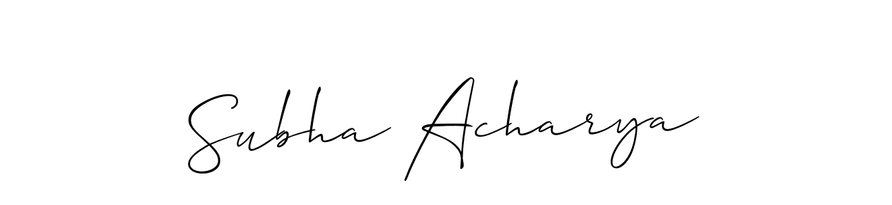 Create a beautiful signature design for name Subha Acharya. With this signature (Allison_Script) fonts, you can make a handwritten signature for free. Subha Acharya signature style 2 images and pictures png