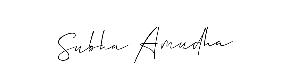 You should practise on your own different ways (Allison_Script) to write your name (Subha Amudha) in signature. don't let someone else do it for you. Subha Amudha signature style 2 images and pictures png