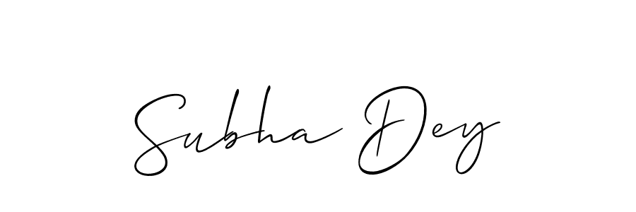 Use a signature maker to create a handwritten signature online. With this signature software, you can design (Allison_Script) your own signature for name Subha Dey. Subha Dey signature style 2 images and pictures png
