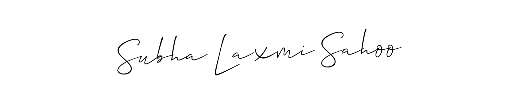 The best way (Allison_Script) to make a short signature is to pick only two or three words in your name. The name Subha Laxmi Sahoo include a total of six letters. For converting this name. Subha Laxmi Sahoo signature style 2 images and pictures png