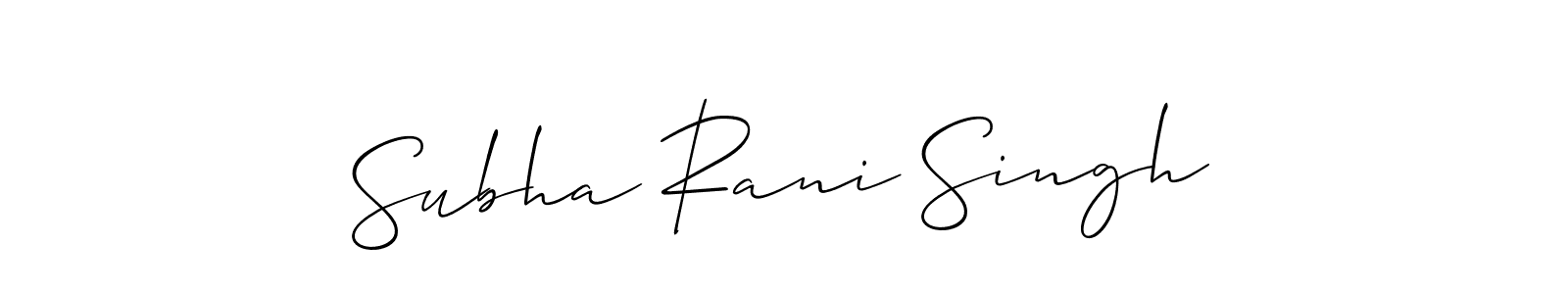 Also You can easily find your signature by using the search form. We will create Subha Rani Singh name handwritten signature images for you free of cost using Allison_Script sign style. Subha Rani Singh signature style 2 images and pictures png