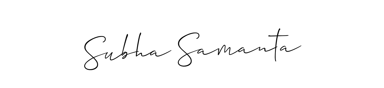 The best way (Allison_Script) to make a short signature is to pick only two or three words in your name. The name Subha Samanta include a total of six letters. For converting this name. Subha Samanta signature style 2 images and pictures png