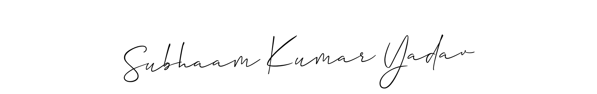 You should practise on your own different ways (Allison_Script) to write your name (Subhaam Kumar Yadav) in signature. don't let someone else do it for you. Subhaam Kumar Yadav signature style 2 images and pictures png