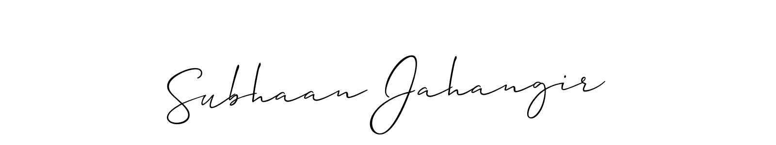 Use a signature maker to create a handwritten signature online. With this signature software, you can design (Allison_Script) your own signature for name Subhaan Jahangir. Subhaan Jahangir signature style 2 images and pictures png