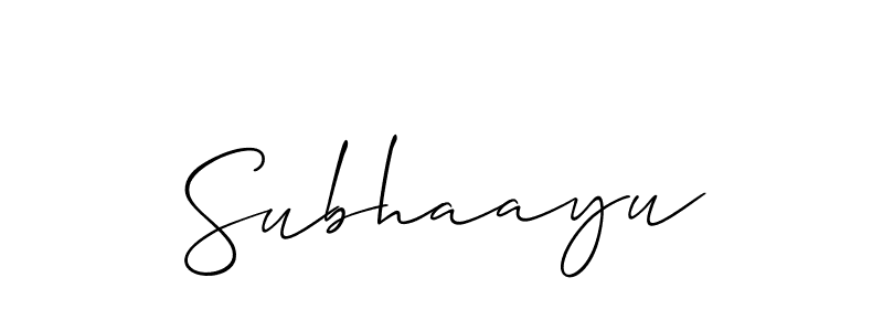 It looks lik you need a new signature style for name Subhaayu. Design unique handwritten (Allison_Script) signature with our free signature maker in just a few clicks. Subhaayu signature style 2 images and pictures png