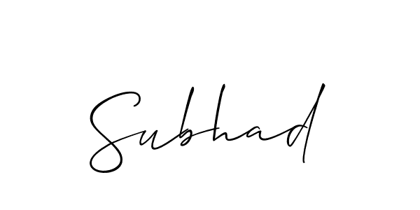 Also we have Subhad name is the best signature style. Create professional handwritten signature collection using Allison_Script autograph style. Subhad signature style 2 images and pictures png