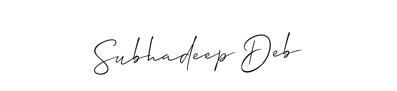 Subhadeep Deb stylish signature style. Best Handwritten Sign (Allison_Script) for my name. Handwritten Signature Collection Ideas for my name Subhadeep Deb. Subhadeep Deb signature style 2 images and pictures png