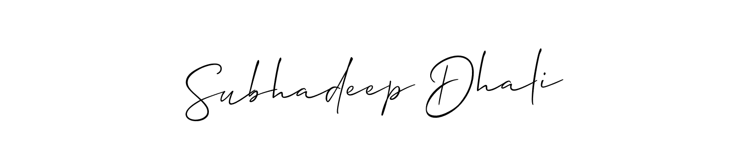 It looks lik you need a new signature style for name Subhadeep Dhali. Design unique handwritten (Allison_Script) signature with our free signature maker in just a few clicks. Subhadeep Dhali signature style 2 images and pictures png