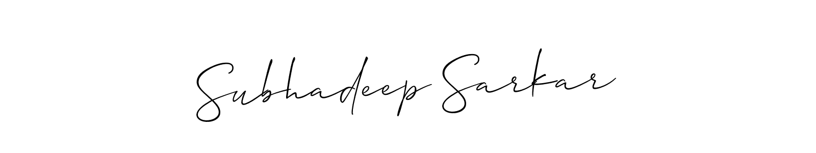 How to make Subhadeep Sarkar name signature. Use Allison_Script style for creating short signs online. This is the latest handwritten sign. Subhadeep Sarkar signature style 2 images and pictures png