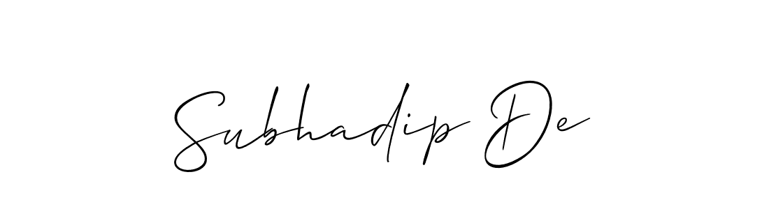 How to make Subhadip De name signature. Use Allison_Script style for creating short signs online. This is the latest handwritten sign. Subhadip De signature style 2 images and pictures png