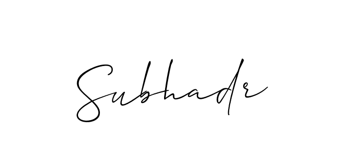 Also You can easily find your signature by using the search form. We will create Subhadr name handwritten signature images for you free of cost using Allison_Script sign style. Subhadr signature style 2 images and pictures png