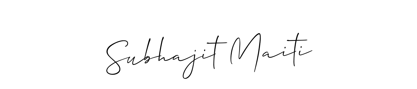 The best way (Allison_Script) to make a short signature is to pick only two or three words in your name. The name Subhajit Maiti include a total of six letters. For converting this name. Subhajit Maiti signature style 2 images and pictures png