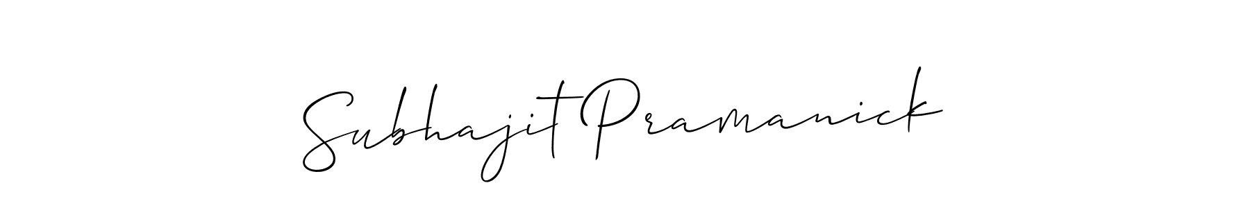 How to make Subhajit Pramanick name signature. Use Allison_Script style for creating short signs online. This is the latest handwritten sign. Subhajit Pramanick signature style 2 images and pictures png