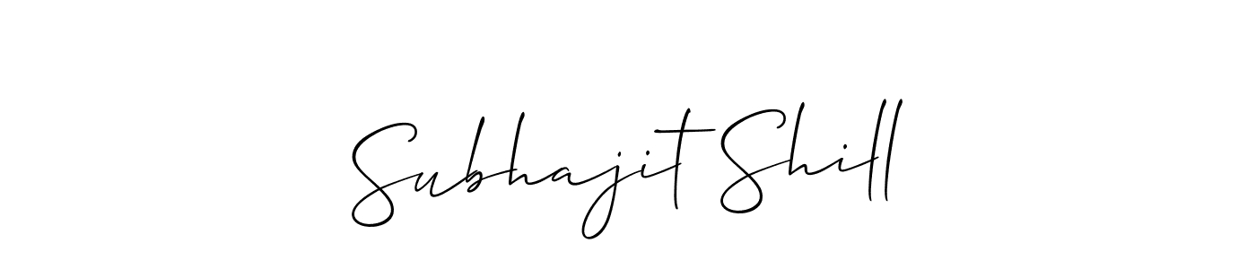 The best way (Allison_Script) to make a short signature is to pick only two or three words in your name. The name Subhajit Shill include a total of six letters. For converting this name. Subhajit Shill signature style 2 images and pictures png
