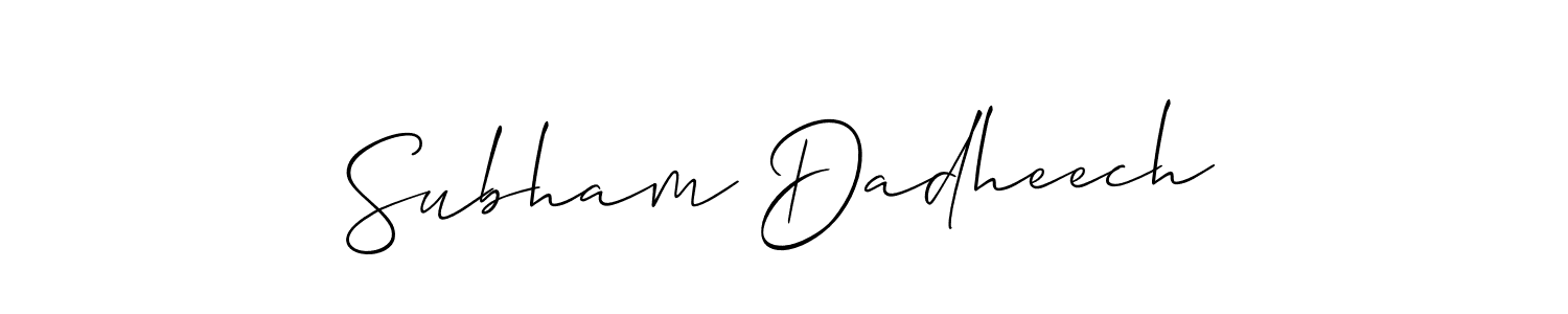 Make a short Subham Dadheech signature style. Manage your documents anywhere anytime using Allison_Script. Create and add eSignatures, submit forms, share and send files easily. Subham Dadheech signature style 2 images and pictures png